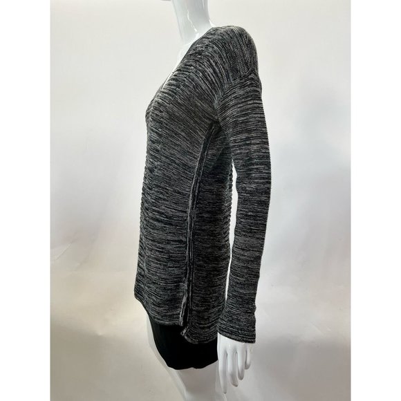 Ellen Tracy Womens Pullover Sweater Black Gray Melange Long Sleeve V Neck S - Picture 9 of 12